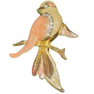 Giovanni Enamel and Rhinestone Goldtone Bird Brooch Pin